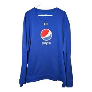 Under Armour PEPSI Collab Crew Neck Sweatshirt Kangaroo Pocket Blue Sz 3xl